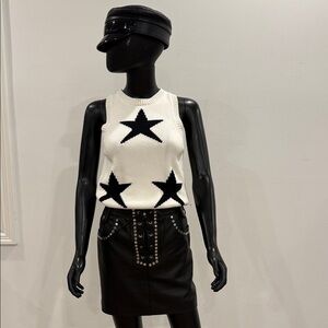 Max Mara Sfilata Runway Star Knit Top Ivory Black Sleeveless Size S Never Worn